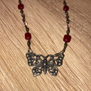 American eagle Butterfly and glass bead necklace